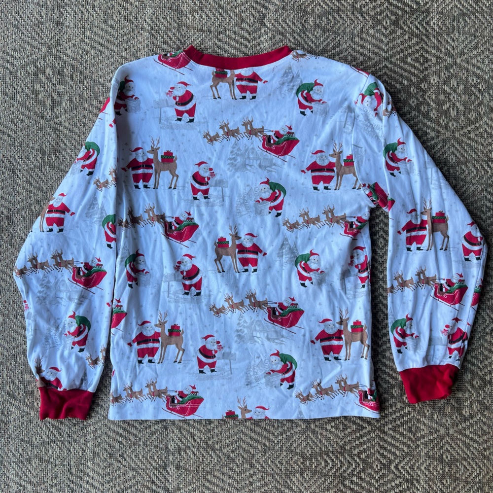 Pottery Barn Kids Heritage Christmas Adult Pajamas Size M Santa Family Tight Fit - Picture 5 of 10